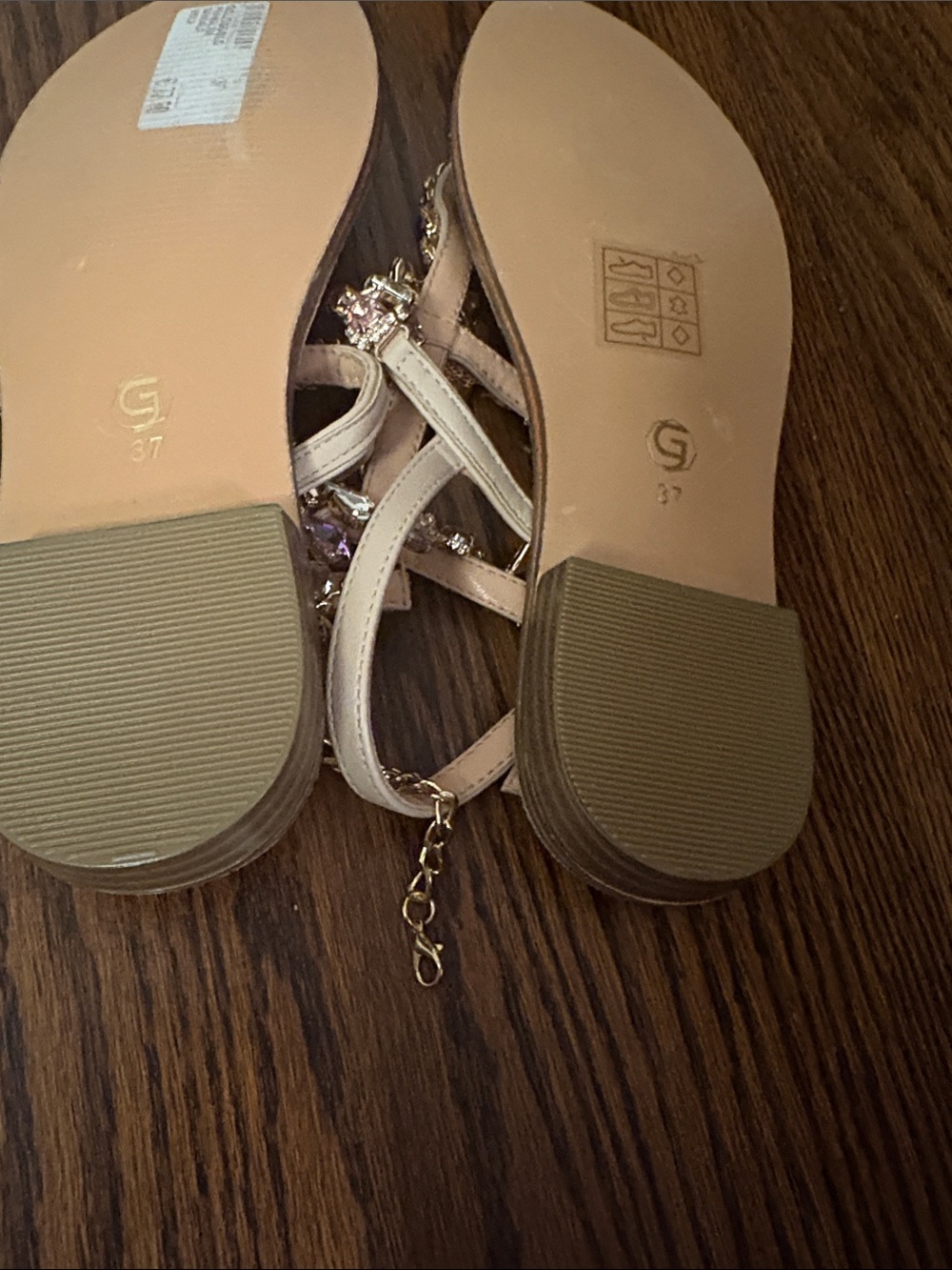 Women's Pink Jewel T-Strap Sandals - Picture 3 of 3
